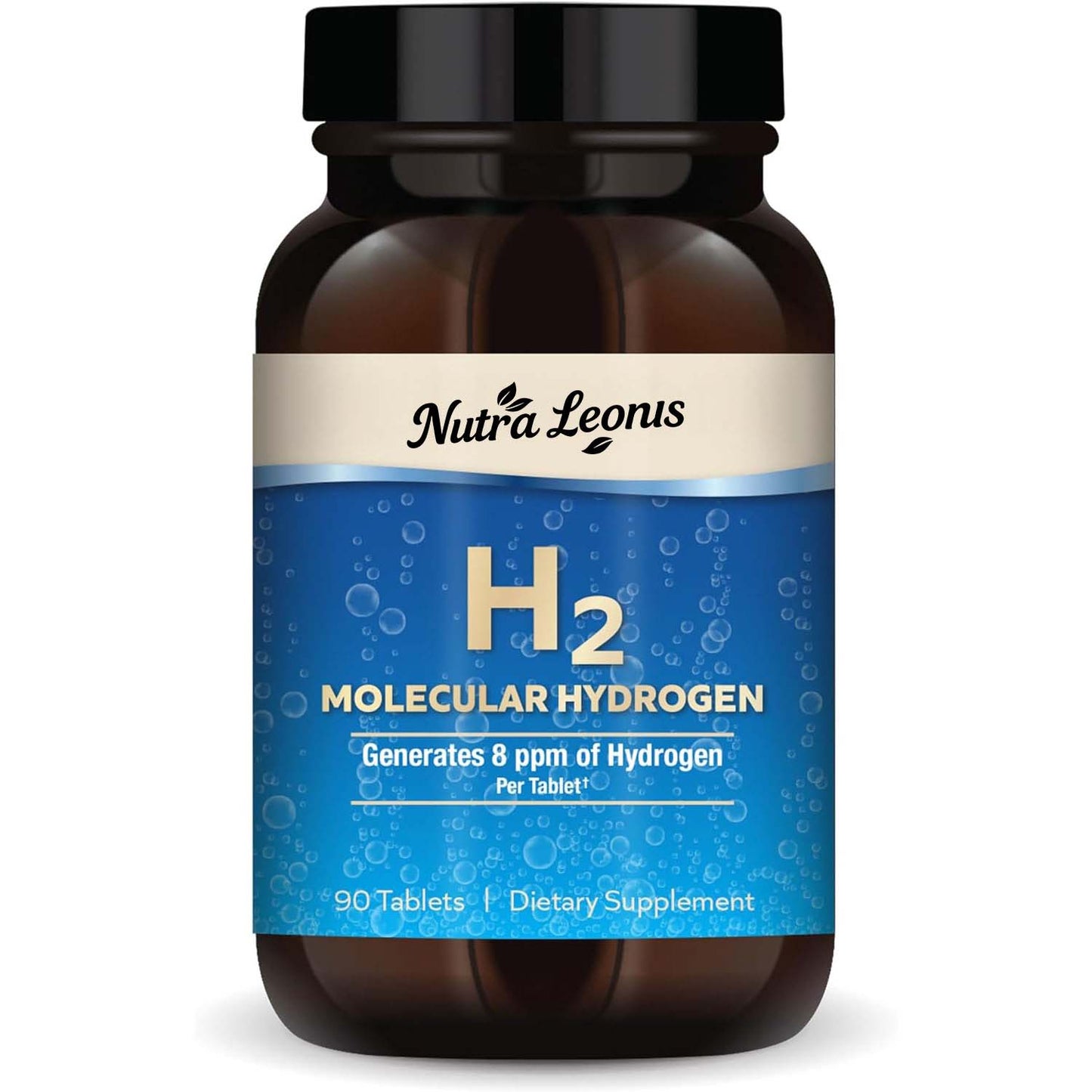 NUTRALEONIS H2 Molecular Hydrogen - Supports Healthy Aging, Cellular Energy & Brain Health - with Elemental Magnesium - GMO-Free, Gluten-Free & Soy-Free - 90 Tablets (90 Servings)
