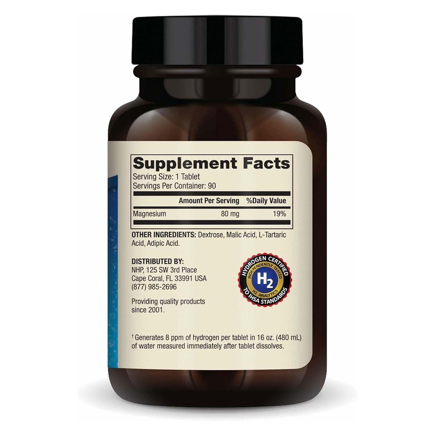 NUTRALEONIS H2 Molecular Hydrogen - Supports Healthy Aging, Cellular Energy & Brain Health - with Elemental Magnesium - GMO-Free, Gluten-Free & Soy-Free - 90 Tablets (90 Servings)