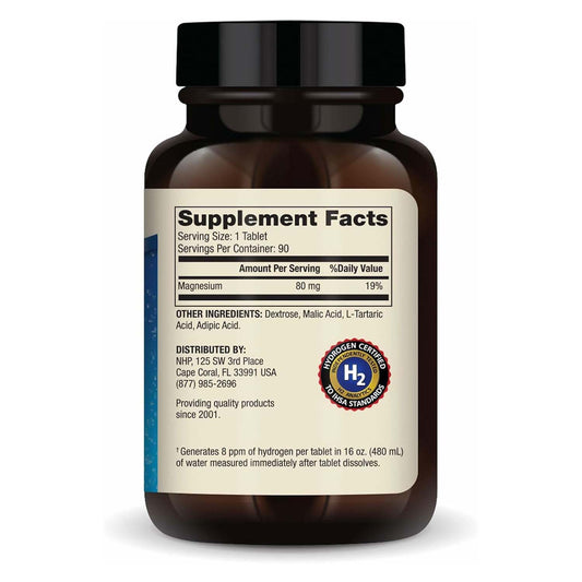 NUTRALEONIS H2 Molecular Hydrogen - Supports Healthy Aging, Cellular Energy & Brain Health - with Elemental Magnesium - GMO-Free, Gluten-Free & Soy-Free - 90 Tablets (90 Servings)