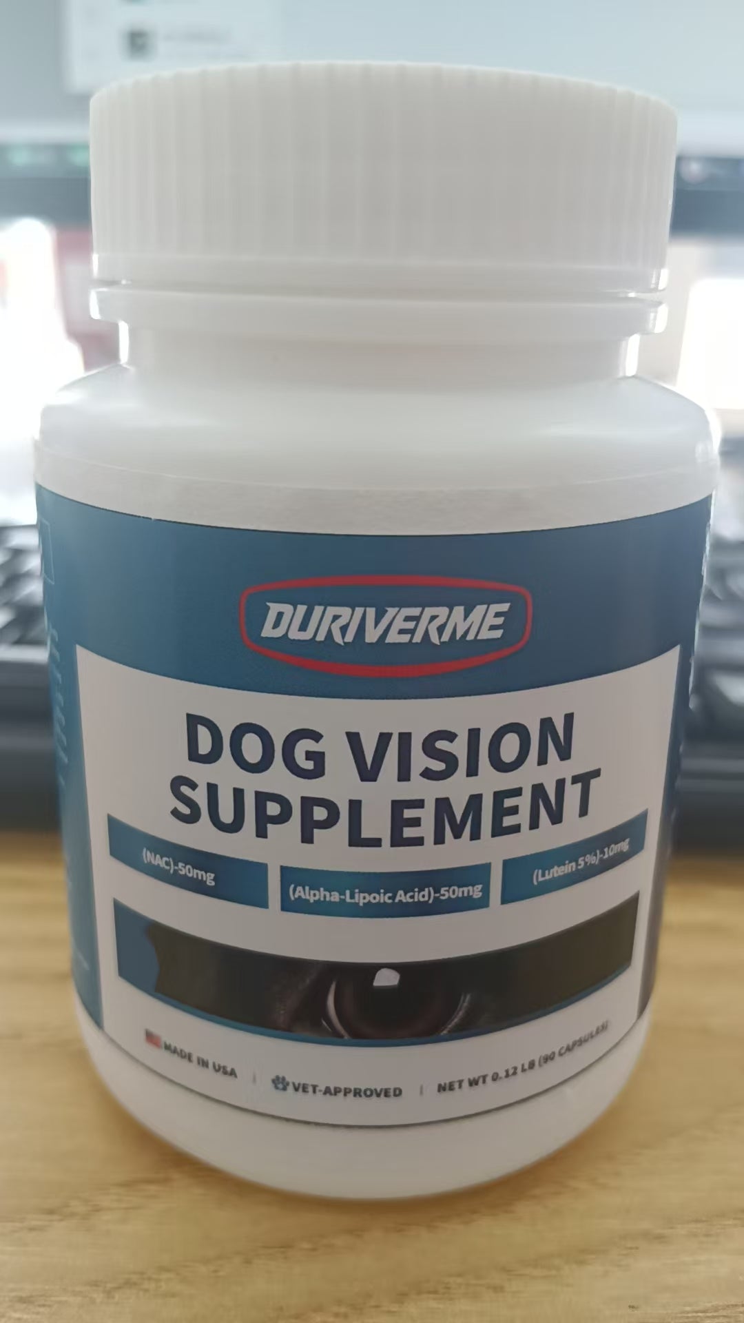 DURIVERME Dog Vision Supplement for Small Dogs & Cats – Omega-3 Fatty Acids, Grape Seed Extract and Antioxidants to Promote Eye Health
