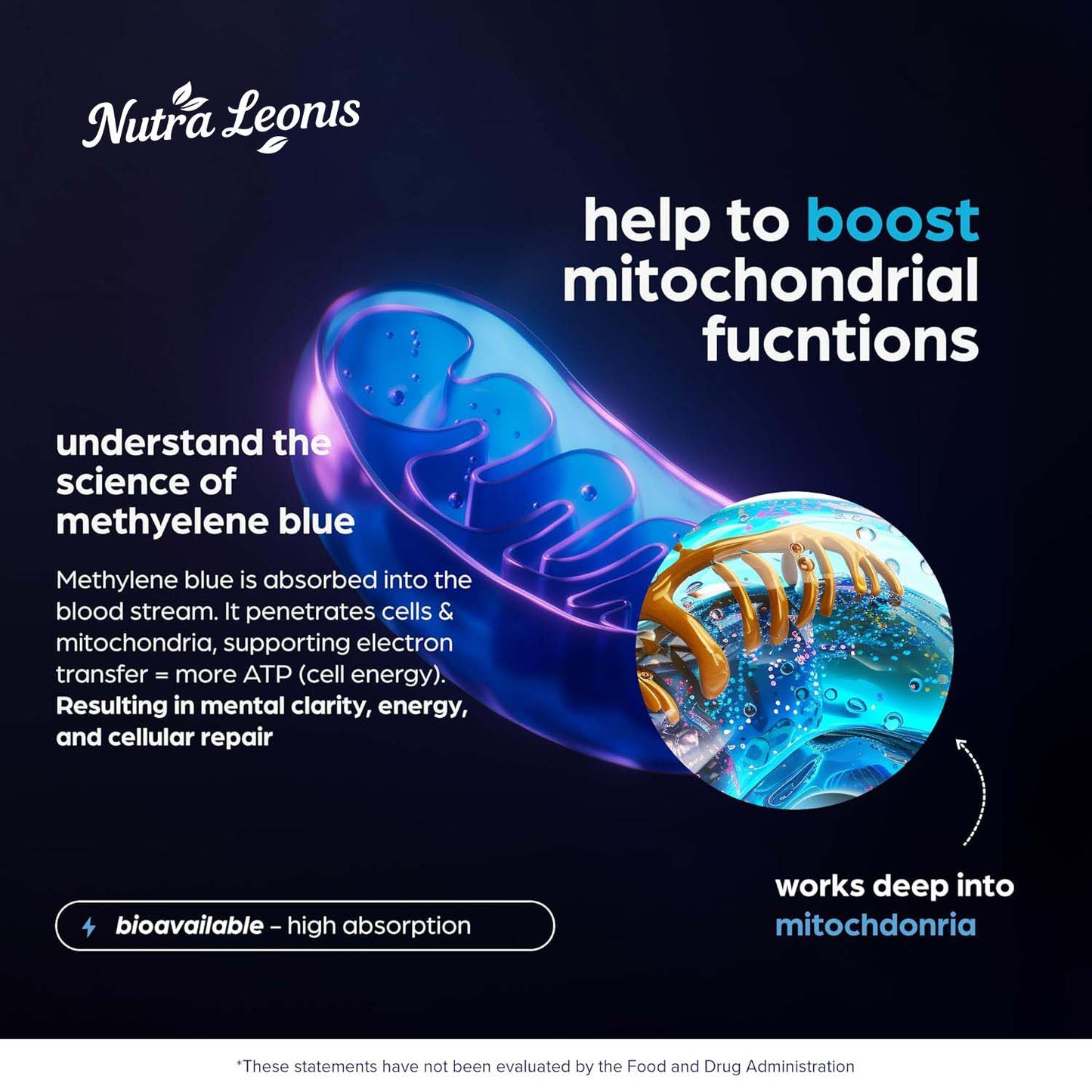 NUTRALEONIS Methylene Blue Pharmaceutical Grade 2oz– USP Grade 1% Solution with Balanced Electrolyte SolutionThird-Party Tested Brain Health Supplement for Humans –No Formaldehyde High Cognitive Support