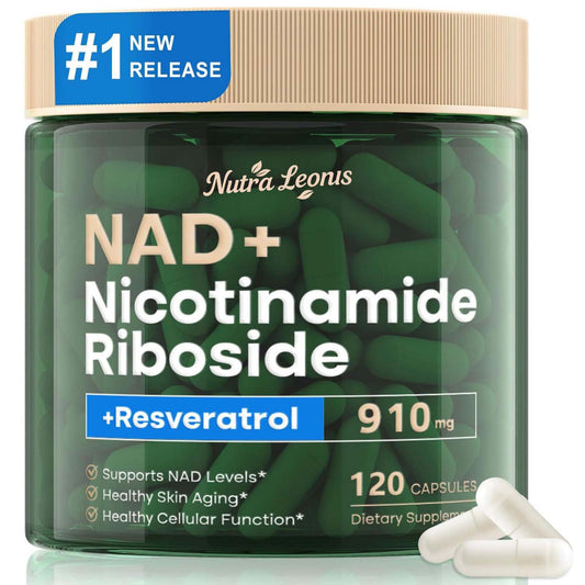 NUTRALEONIS NAD Supplement, NAD Nicotinamide Riboside 910 Mg for Men and Women, Liposomal Nicotinamide Riboside Resveratrol, for Anti-Aging, Energy, Focus, Boost NAD+ - 120 Capsules